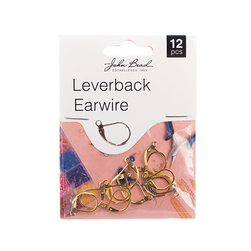 Earwire Lever Back 15mm, Gold Colour, 12pcs