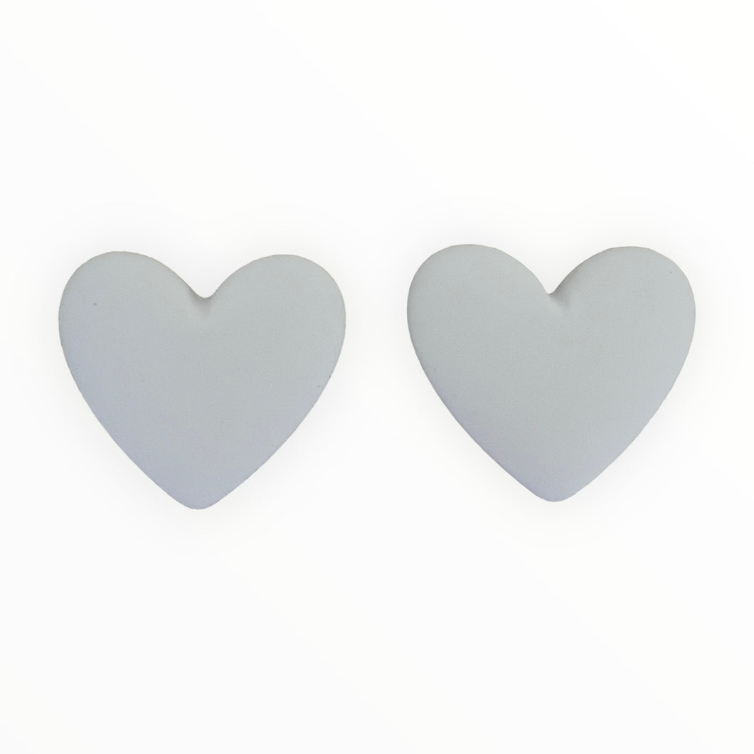 33*36mm Very Light Grey Matte Heart Shaped Resin Cab, Sold in Pairs
