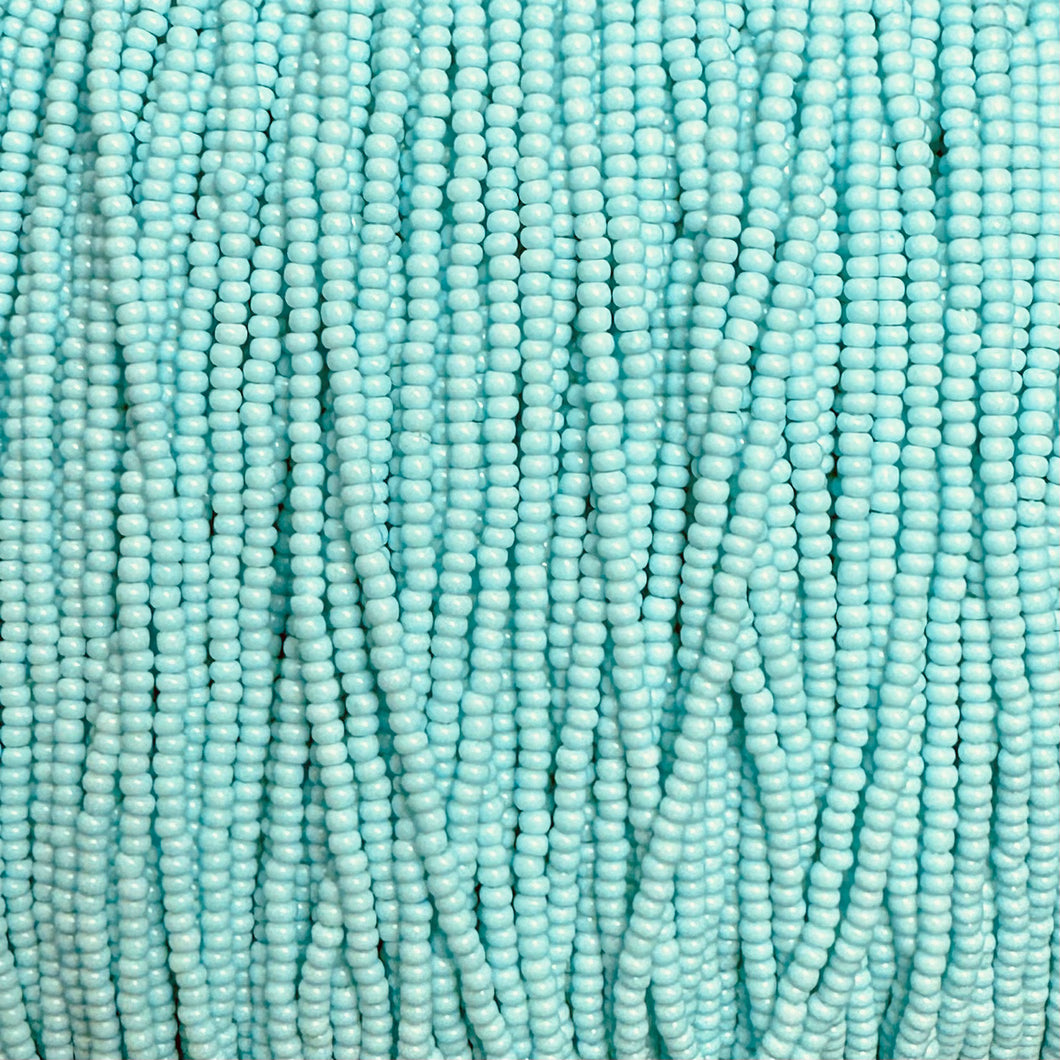 11/0 Preciosa Seed Beads Chalk White Green 1 Dyed Solgel Strung