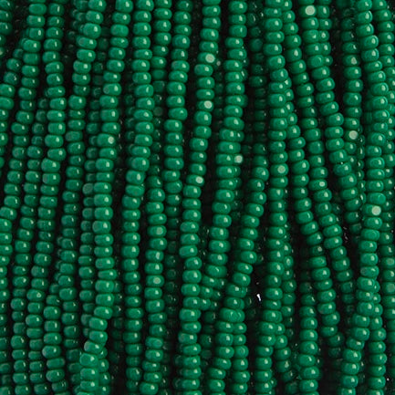 11/0 Charlotte Cut Preciosa (Czech) Bead Opaque Medium/Dark Green Strung
