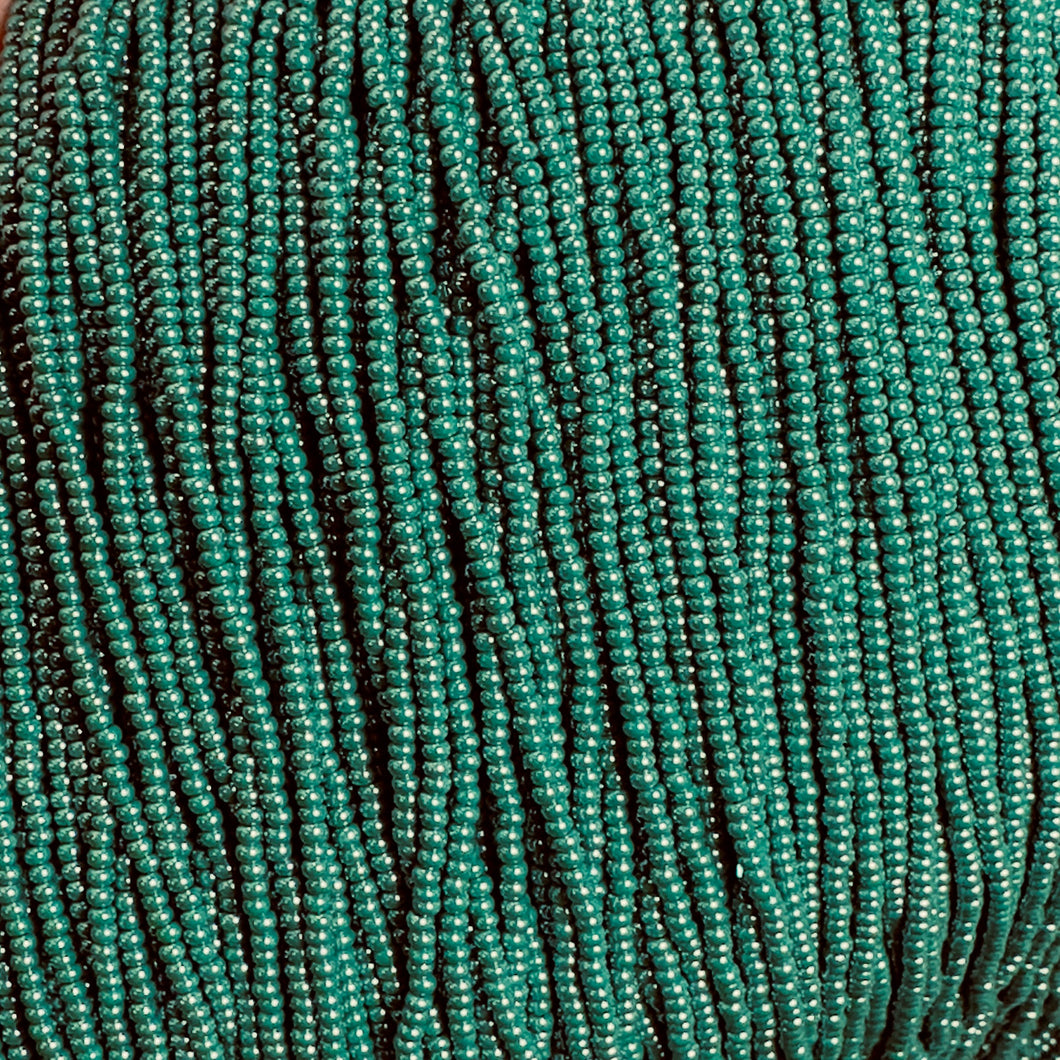 11/0 Preciosa Seed Beads Opaque Dark Green Luster Strung