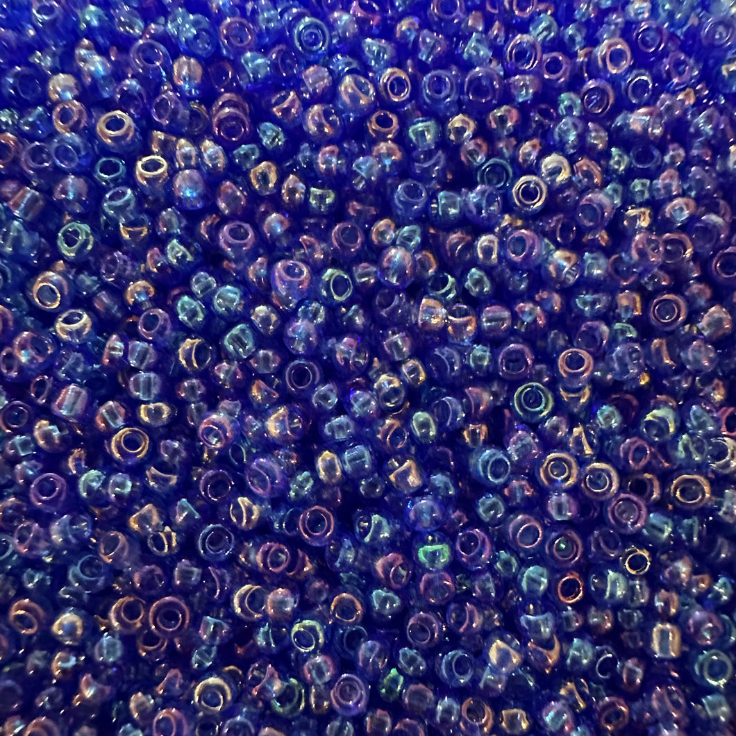 10/0 Preciosa Seed Beads Transparent Rainbow Blue, Sold in 24g Bottles