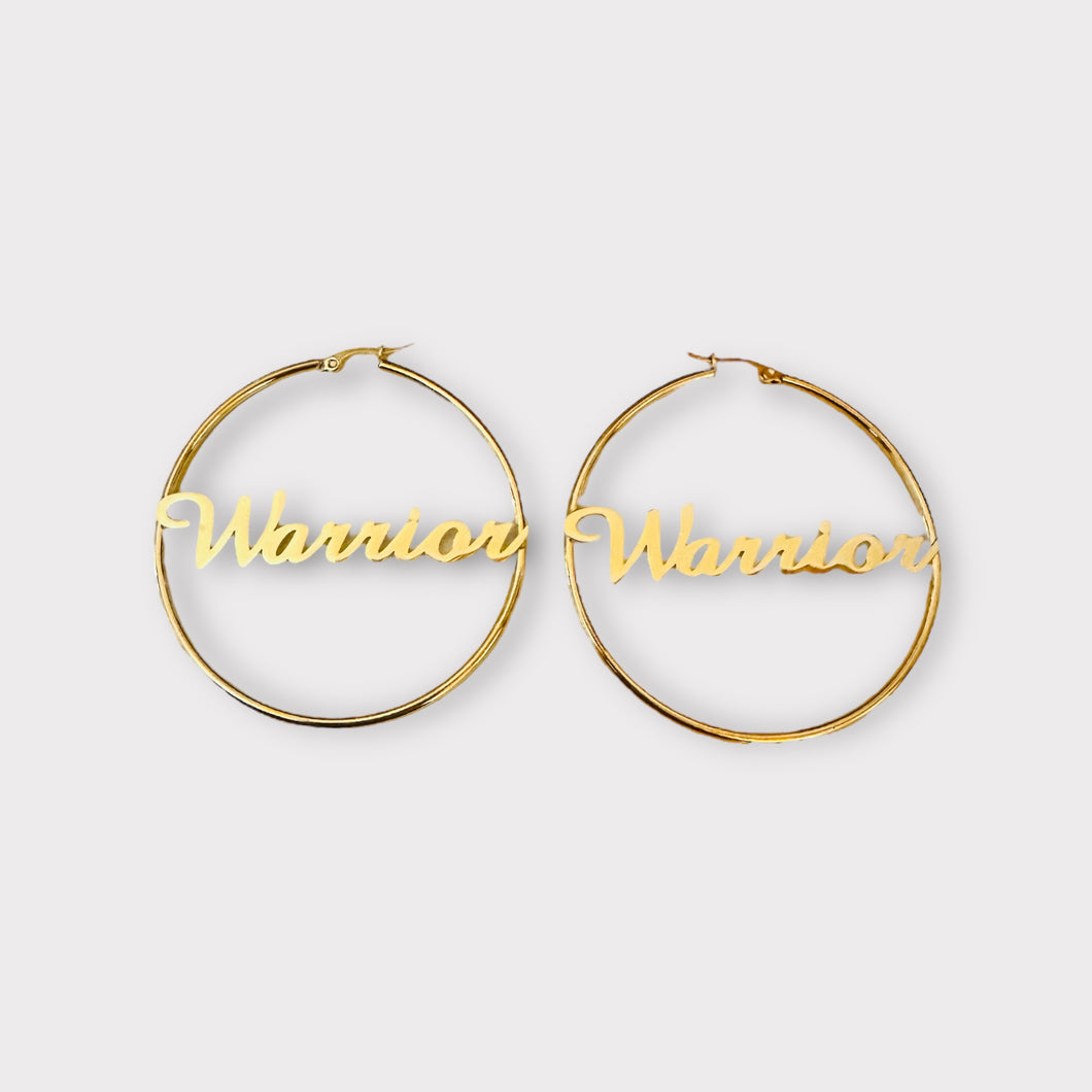 Warrior 60mm Hoop Earrings, Sold in Pairs, Gold Colour
