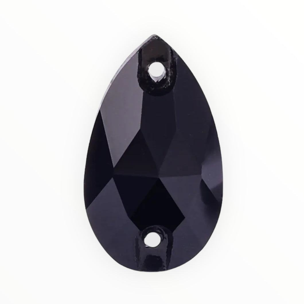 17*28mm Black Tear Drop AAAAA Glass Crystal, Sew On Gems, Sold in Pairs