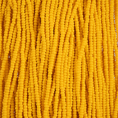 10/0 Preciosa Permalux Seed Beads Dyed Chalk Dark Yellow Matte, Half Long Hank (6 Strands)