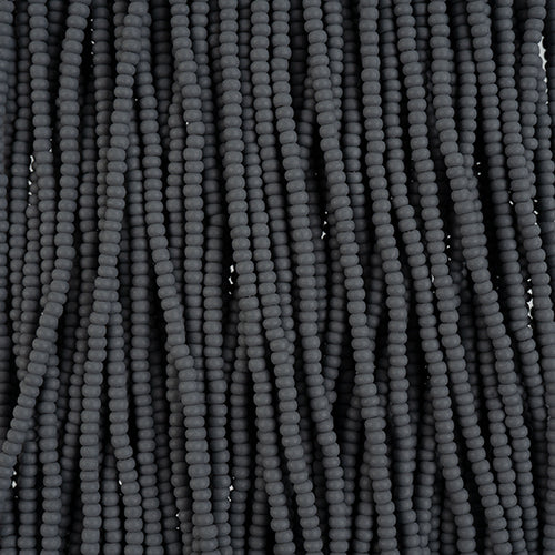 10/0 Preciosa Permalux Seed Beads Dyed Chalk Grey Matte, Half Long Hank (6 Strands)