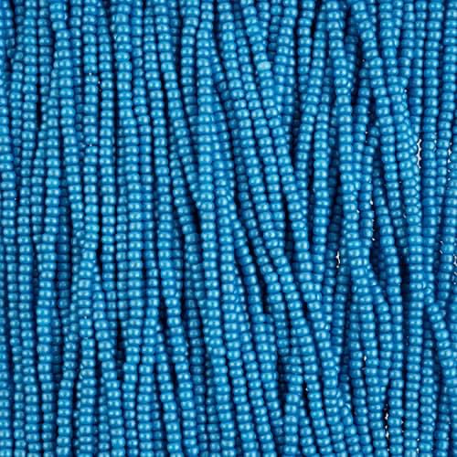 10/0 Preciosa Permalux Seed Beads Dyed Chalk Dark Turquoise, Half Long Hank (6 Strands)