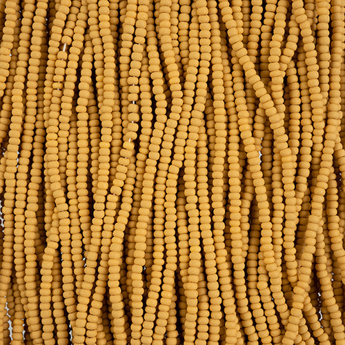 10/0 Preciosa Permalux Seed Beads Dyed Chalk Yellow-Brown Matte, Half Long Hank (6 Strands)