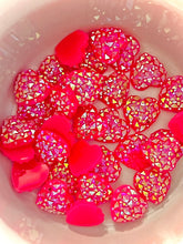 Load image into Gallery viewer, 12mm Druzy Like, Heart AB Resin 9 Different Colours, Sold in Pairs
