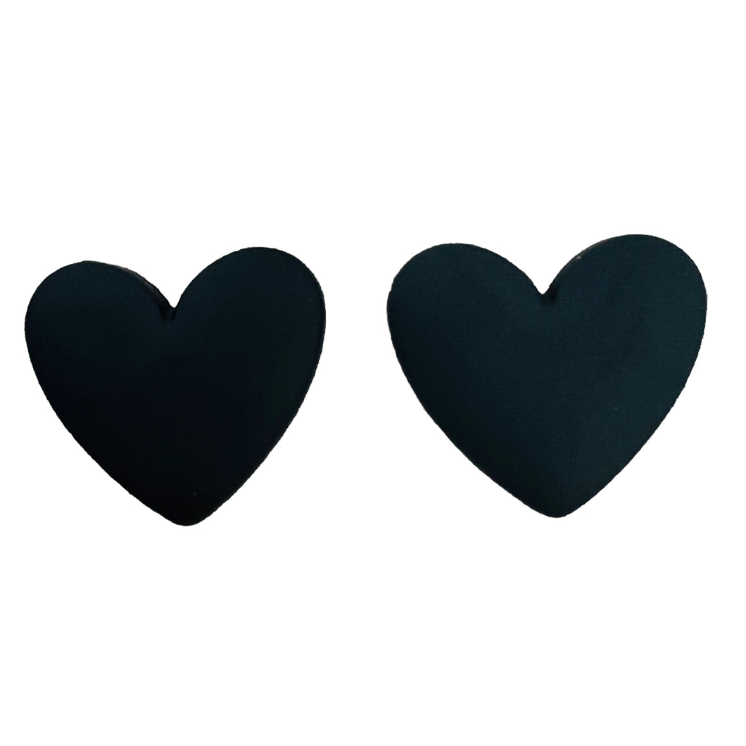 33*36mm Black Matte Heart Shaped Resin Cab, Sold in Pairs