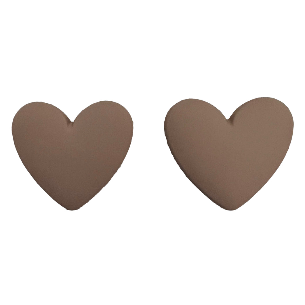 33*36mm Brown Matte Heart Shaped Resin Cab, Sold in Pairs