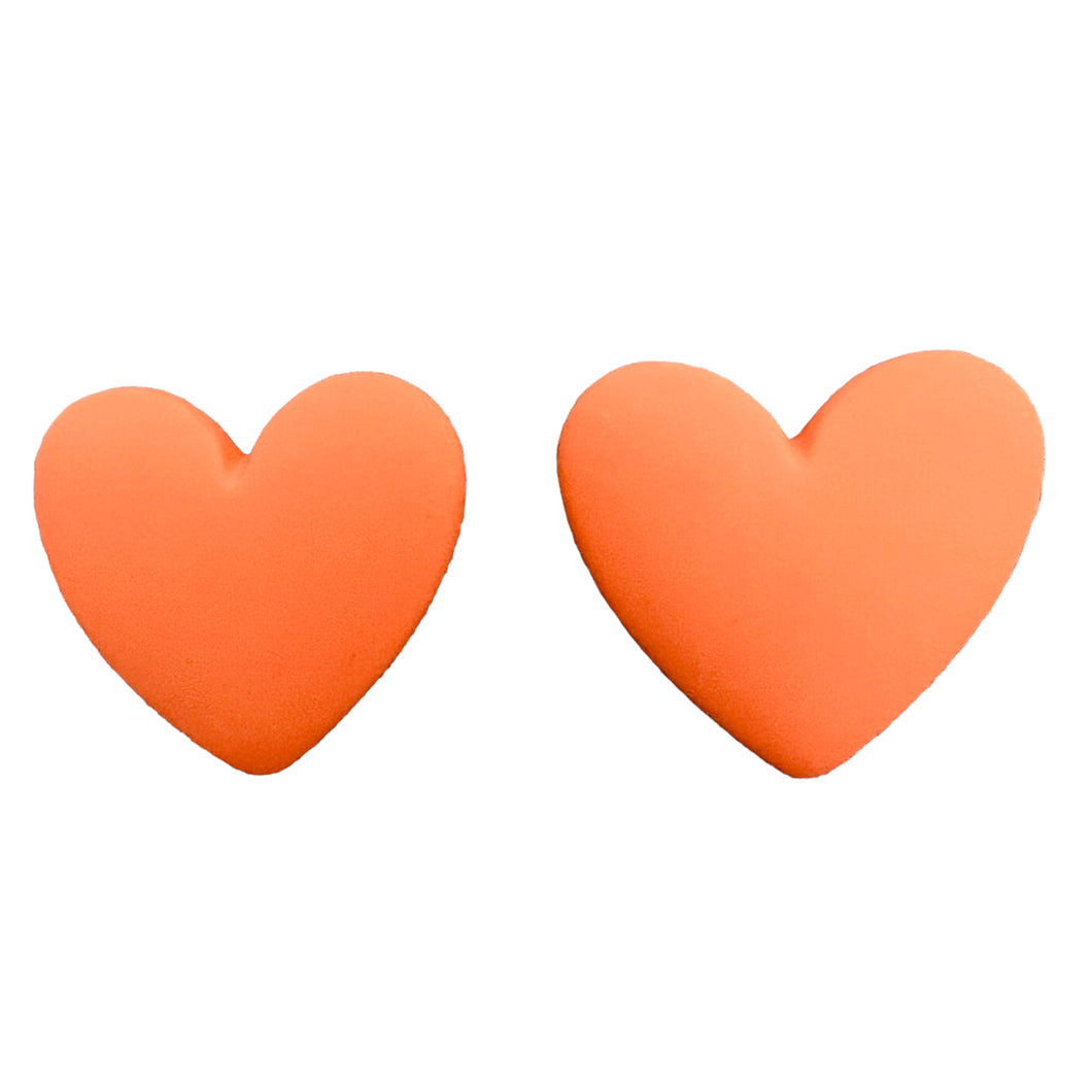 33*36mm Orange Matte Heart Shaped Resin Cab, Sold in Pairs