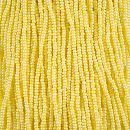 10/0 Preciosa Permalux Seed Beads Dyed Chalk Light Yellow, Half Long Hank (6 Strands)