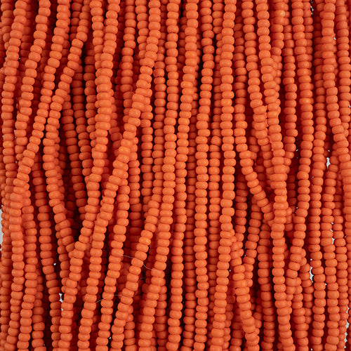 10/0 Preciosa Permalux Seed Beads Dyed Chalk Orange Matte, Half Long Hank (6 Strands)