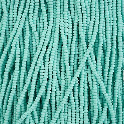 10/0 Preciosa Permalux Seed Beads Dyed Chalk Mint Matte, Half Long Hank (6 Strands)
