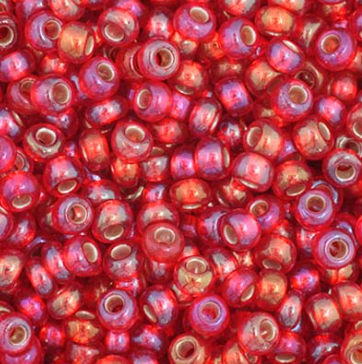 11/0 Preciosa Seed Beads Silver Lined Red Rainbow