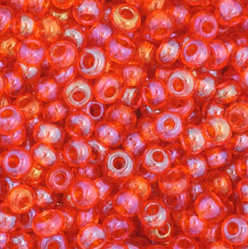 11/0 Preciosa Seed Beads Transparent Dark Orange AB