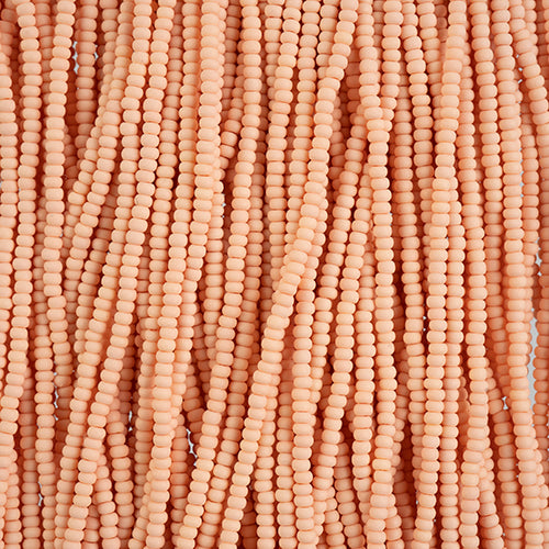 10/0 Preciosa Permalux Seed Beads Dyed Chalk Apricot Matte, Half Long Hank (6 Strands)