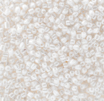 3-Cut 9/0 Czech Seed Beads Opaque White Luster, Strand or 22g Bag