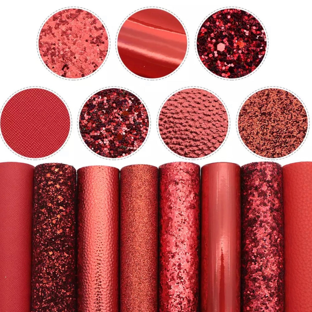 8 Vinyl Backing Material 8*12 Inches each - Dazzling Reds