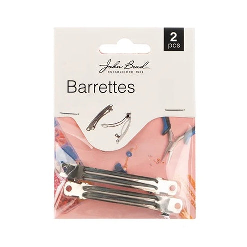 Findings -   2 3/8in. Hair Barrettes Silver 2pcs