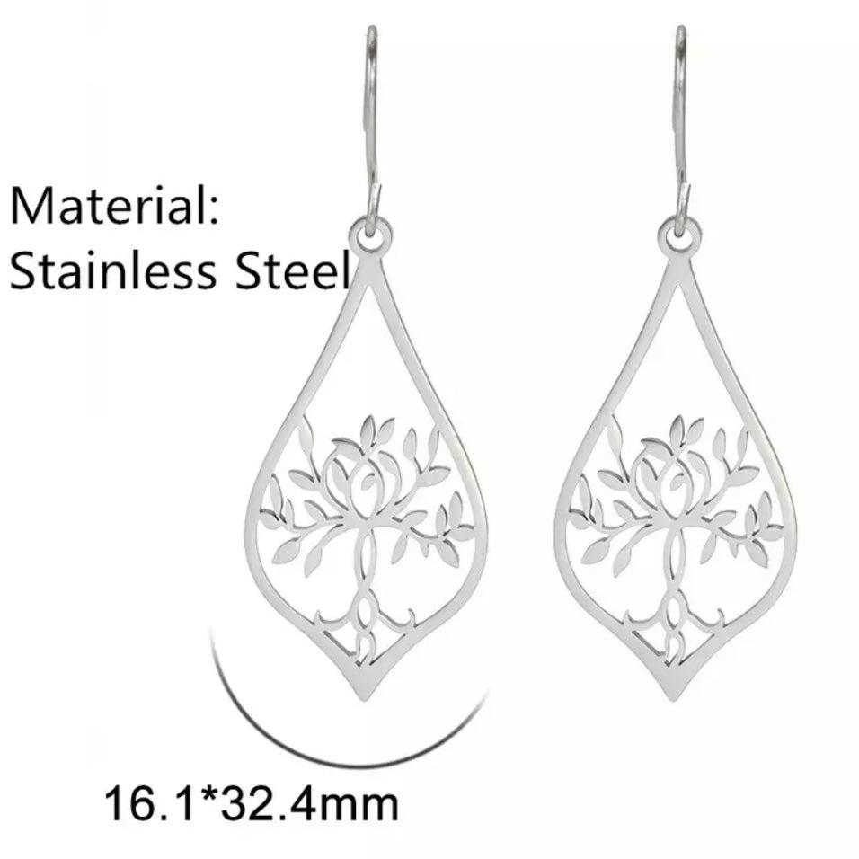 Stainless Steel earring with Tree of Life, see dropdown for colours