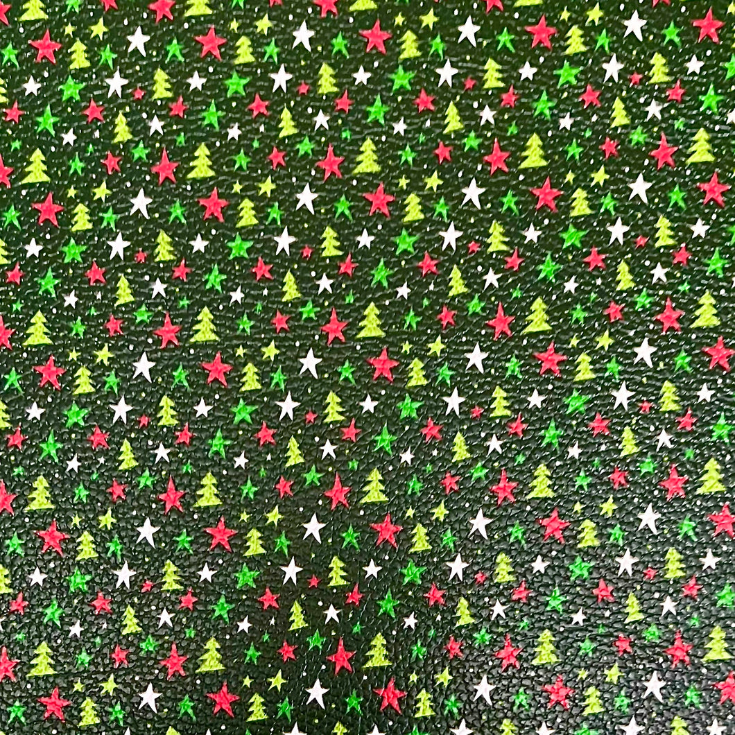 8*12 Inch Vinyl Backing Material - Christmas Trees with Green Background