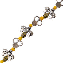 Load image into Gallery viewer, Bead Strand Honeycomb and Bees Yellow &amp; Black Antique Silver &amp; Gold Details, 5 Inch
