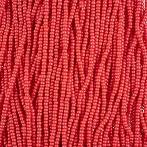 10/0 Preciosa Permalux Seed Beads Dyed Chalk Red, Half Long Hank (6 Strands)