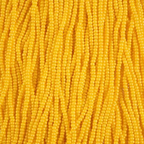 10/0 Preciosa Permalux Seed Beads Dyed Chalk Dark Yellow, Half Long Hank (6 Strands)