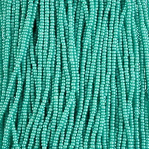 10/0 Preciosa Permalux Seed Beads Dyed Chalk Mint, Half Long Hank (6 Strands)