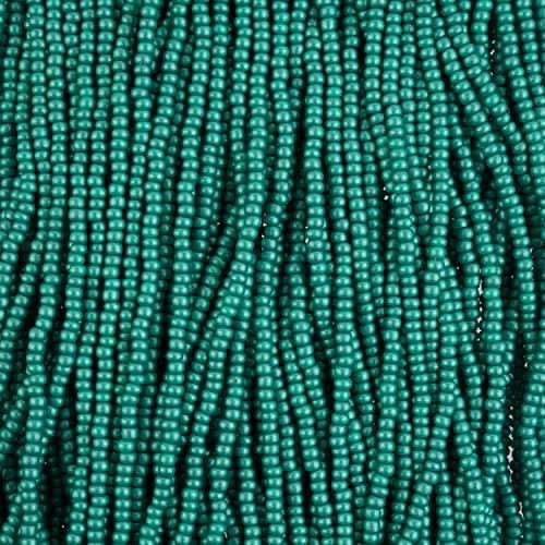 10/0 Preciosa Permalux Seed Beads Dyed Chalk Sea Green, Half Long Hank (6 Strands)