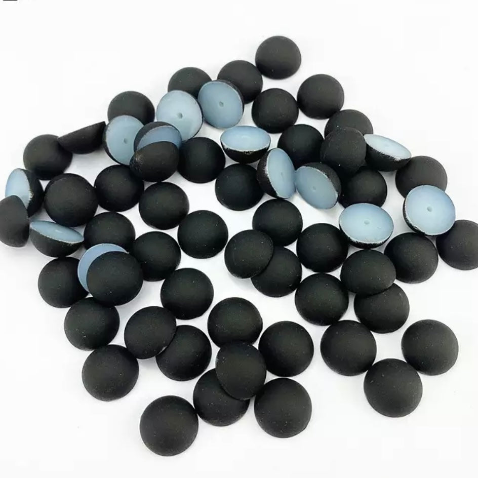 8mm & 12mm Mixed Matte, Round Dome, Glue On Resin Gems, Sold in Pairs, See Dropdown