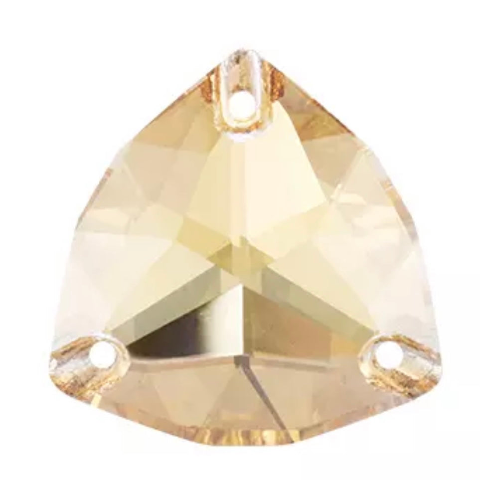 16mm Golden Shadow Trillion, Fat Triangle Triangular Shaped, Sew on, High Quality Glass Flatback