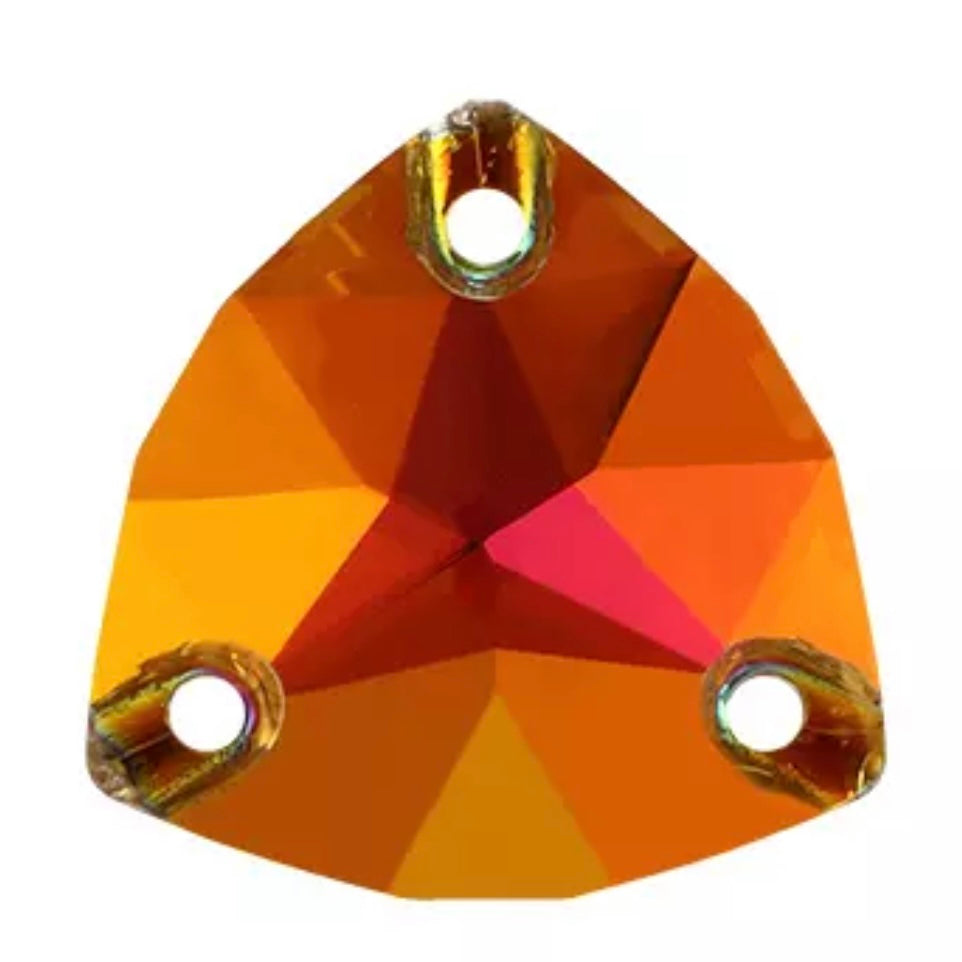 16mm Astral Pink Trillion, Fat Triangle Triangular Shaped, Sew on, High Quality Glass Flatback