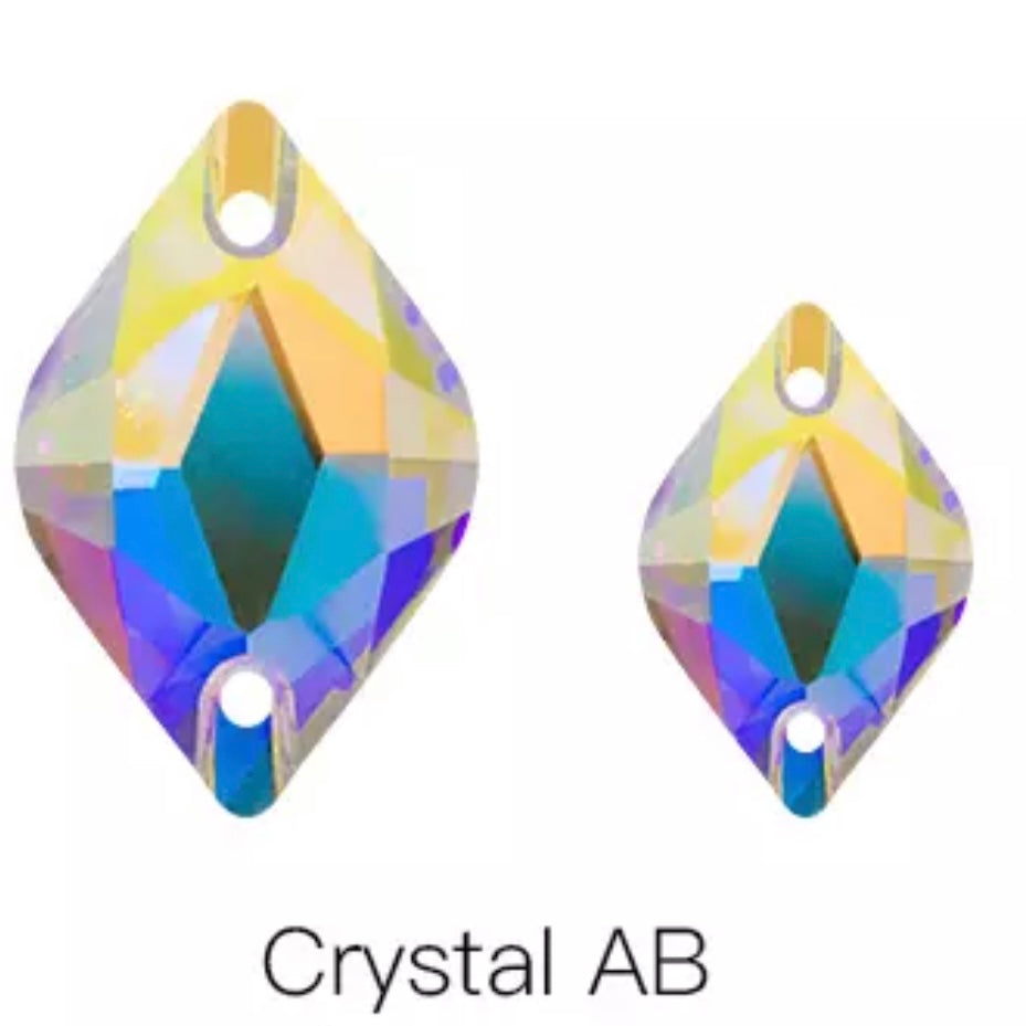 Grade AAAA High Quality,K9 Crystal AB Lemon Shaped, Sew On Crystal Glass Rhinestones, Sold in Pairs, See Dropdown for sizes
