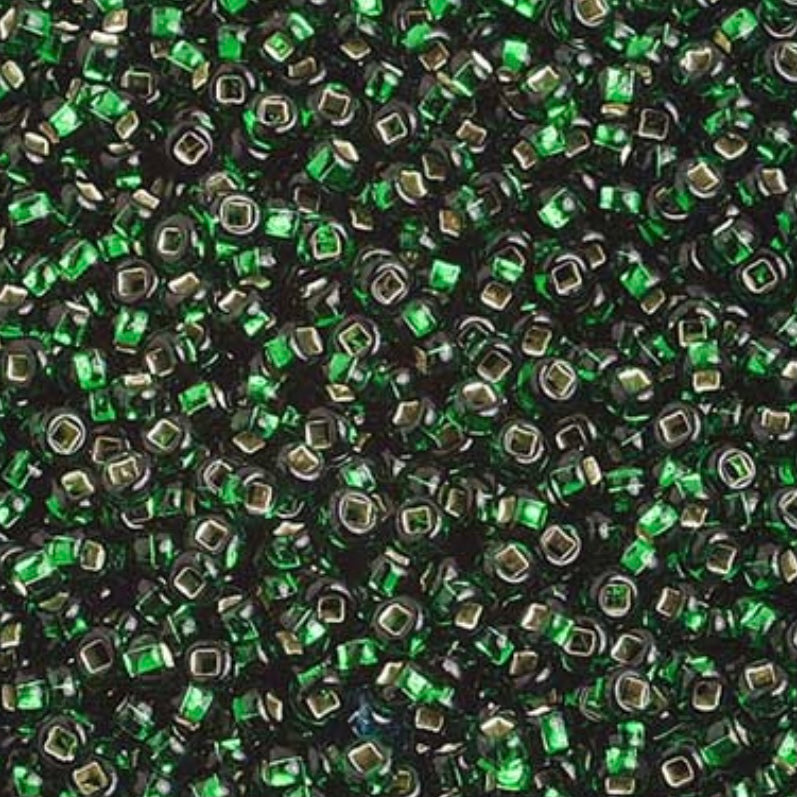 10/0 Preciosa Seed Beads Silver lined Green