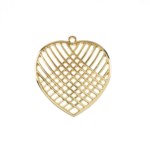 Beadwork Findings Gold Colour Pendant Crossed Heart, 4pcs/Pack
