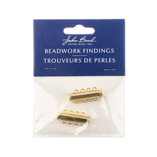 Load image into Gallery viewer, Beadwork Findings Gold or Silver Tube Slide Clasp with 4 Strands, 2pcs/Pack
