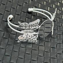 Load image into Gallery viewer, Butterfly Silver Cuff Bracelet for beading, 25mm Center
