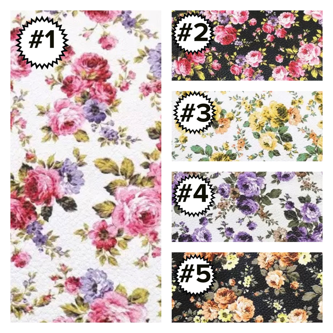 Floral Pattern Vinyl Backing Material 8*12 Inches, See other colours available