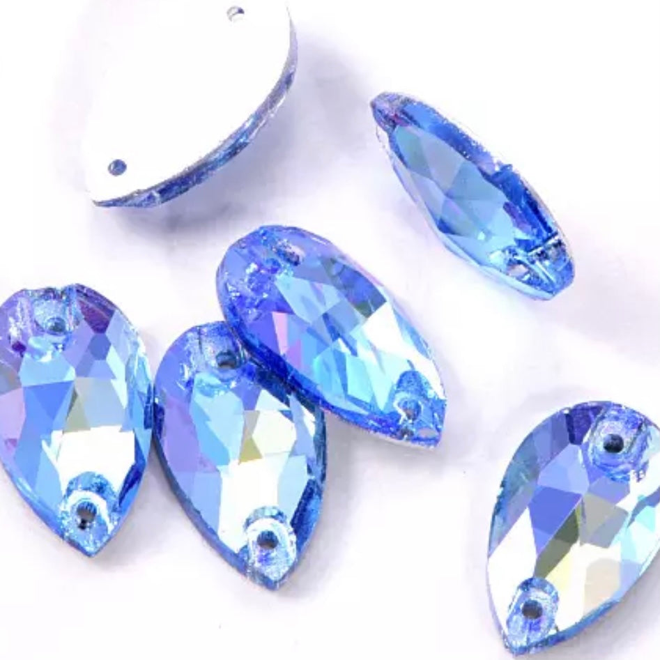 17*28mm Tear Drop Glass Crystal AB Sew On Gems