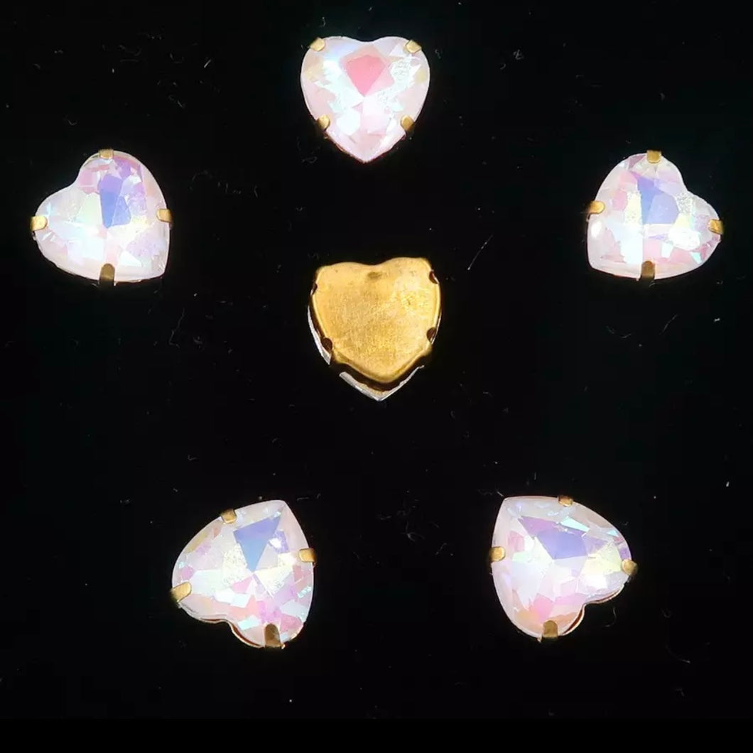 10mm Gold Claw AB Jelly Hearts