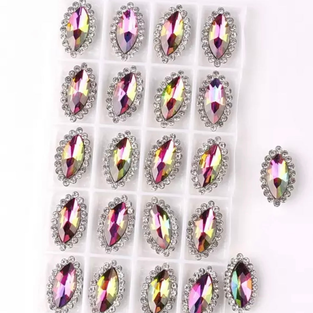 7*15mm Glass Jelly AB with Rhinestones