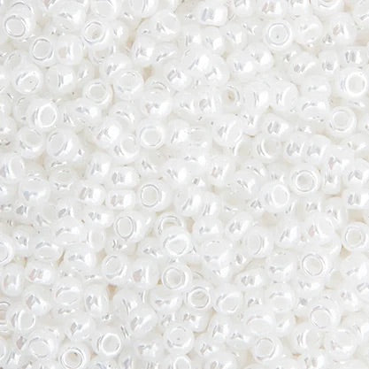 15/0 Miyuki Seed Beads White Pearl Ceylon, 22g Vials