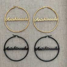 Load image into Gallery viewer, Anishinaabe 60mm Hoop Earrings, Sold in Pairs, See Dropdown for Colours
