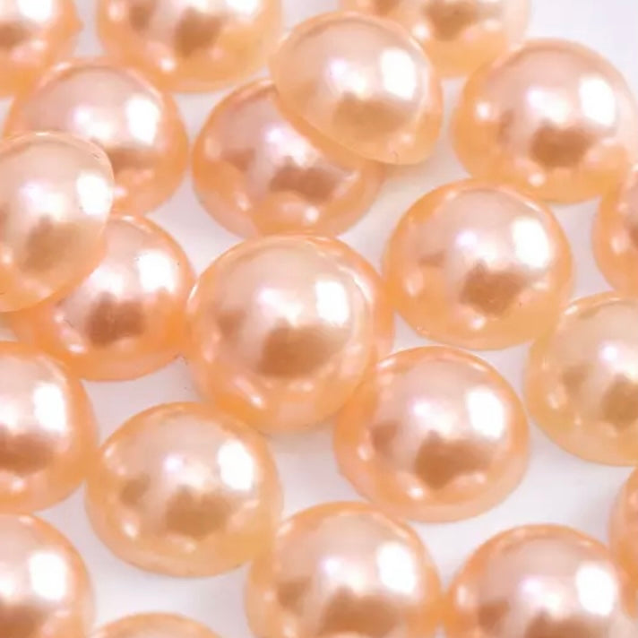 6mm & 10mm Orange Half Round Flatback Acrylic Pearl, Glue On. Sold in Package of 10, Multiple Sizes