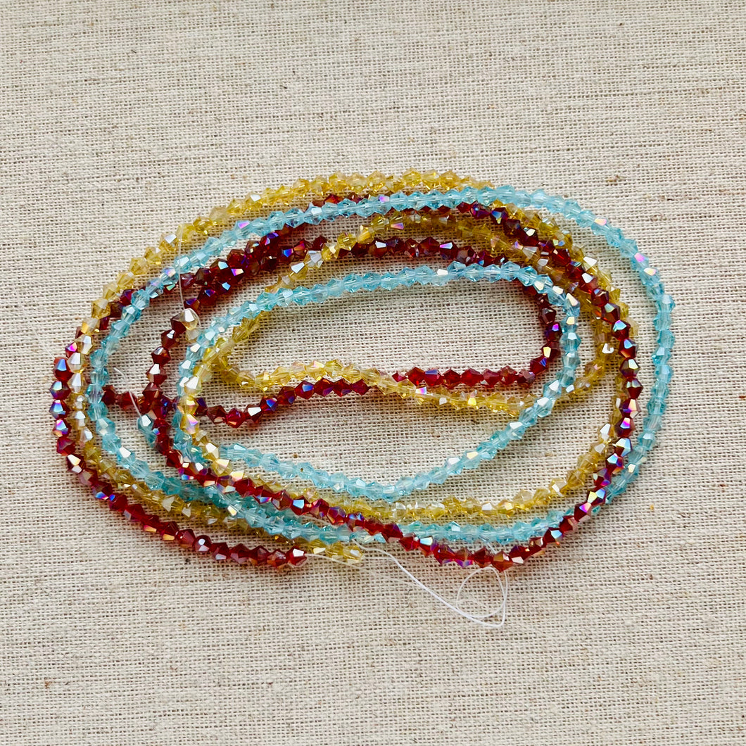 Set of 3 Strands Glass Bicones 3mm,  Approx. (138pcs/Strand)
