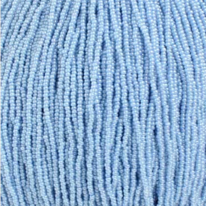 11/0 Preciosa Seed Beads Opaque Stripe Pearl Pale Blue Dyed