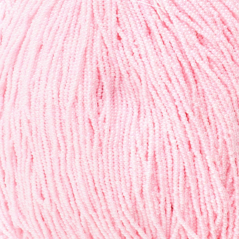 11/0 Preciosa Seed Beads Opaque Stripe Pearl Pale Pink Dyed Strung